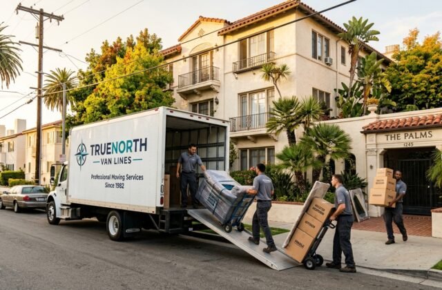 Professional movers loading a truck for an end-of-month move in Los Angeles