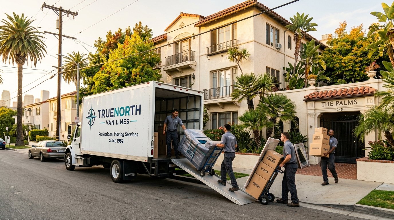 Professional movers loading a truck for an end-of-month move in Los Angeles
